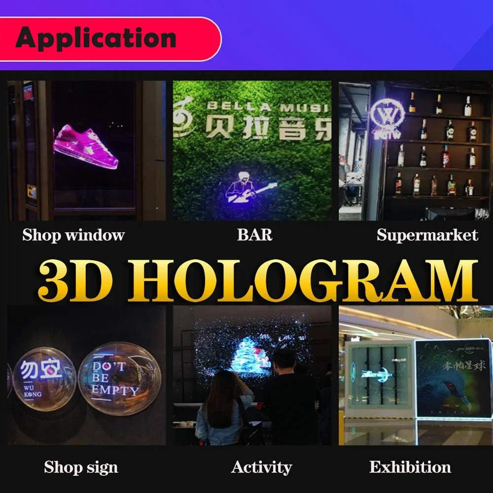 3D Hologram Fan 42CM Wifi 3D Holographic Projector Advertising Display Light HD Holographic Projector for Stores Bars Party Xmas